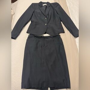 Calvin Klein Gray Blazer and Skirt Suit Set